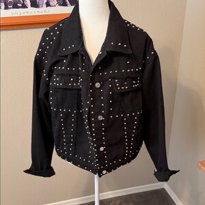 Amazon Essentials Black Studded Jean Jacket